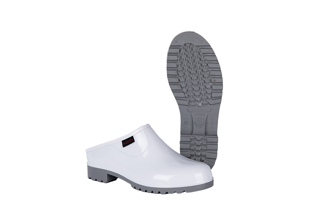MARINA WHITE GREY SLIP ON CLOG
