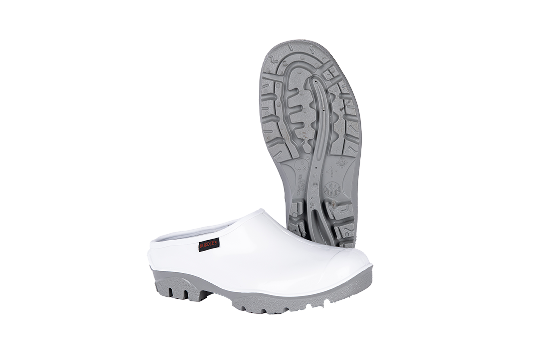 SHOVA WHITE GREY SLIP ON CLOG