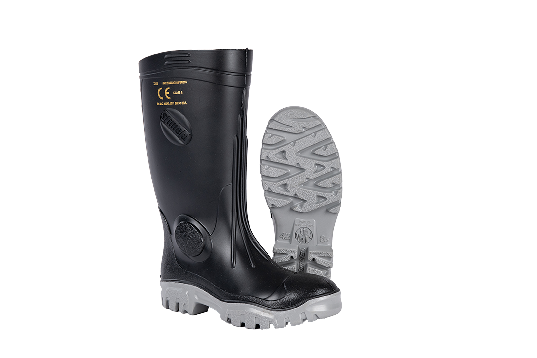 STIMELA HEAVY DUTY + STEEL TOE CAP BLACK GREY GUMBOOT
