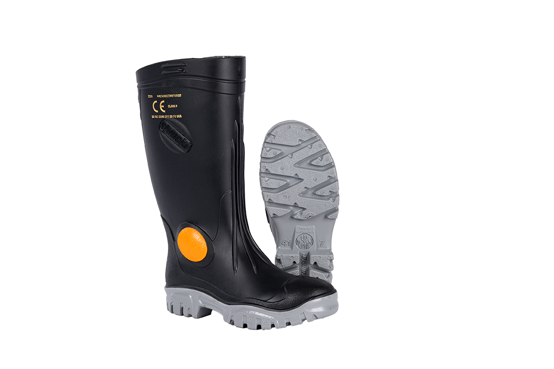 STIMELA BLACK GREY + STEEL TOE GUMBOOT