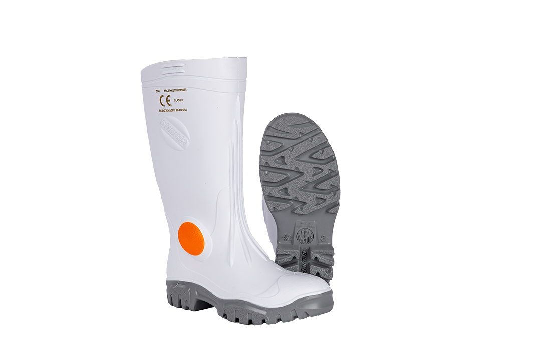 STIMELA WHITE GREY STEEL TOE GUMBOOT