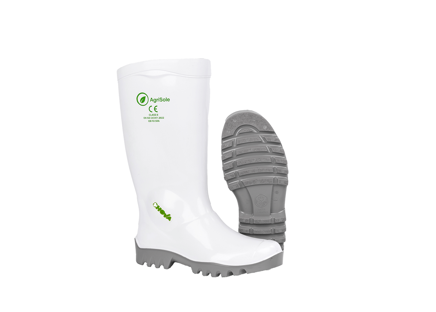 SHOVA WHITE GREY GUMBOOT - OCCUPATIONAL USE + NITRILE