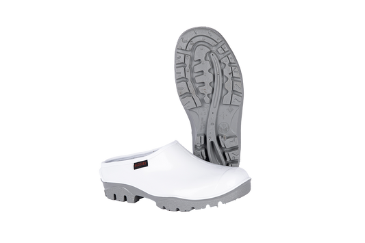 SHOVA WHITE GREY SLIP ON CLOG