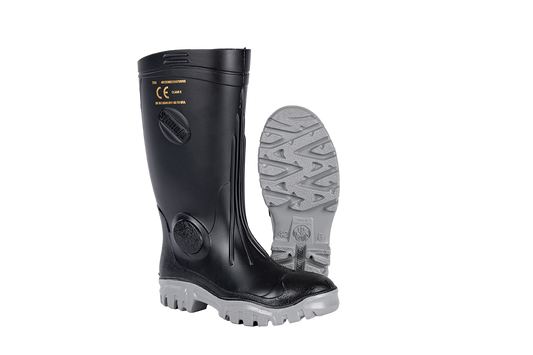 STIMELA HEAVY DUTY + STEEL TOE CAP BLACK GREY GUMBOOT