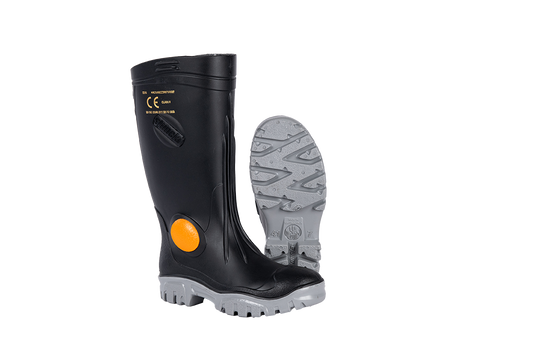 STIMELA BLACK GREY + STEEL TOE GUMBOOT