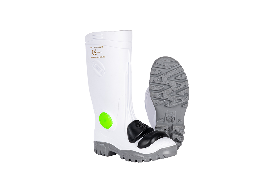 STIMELA WHITE GREY STEEL TOE + MIDSOLE + METATARSAL PROTECTOR GUMBOOT